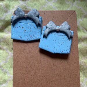 Blue and Gray Handmade Polymer Clay Earrings